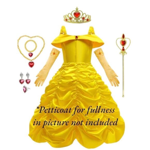 New Yellow Princess Halloween Dress Up Costume With Accessories Size 4/5 - Picture 2 of 8